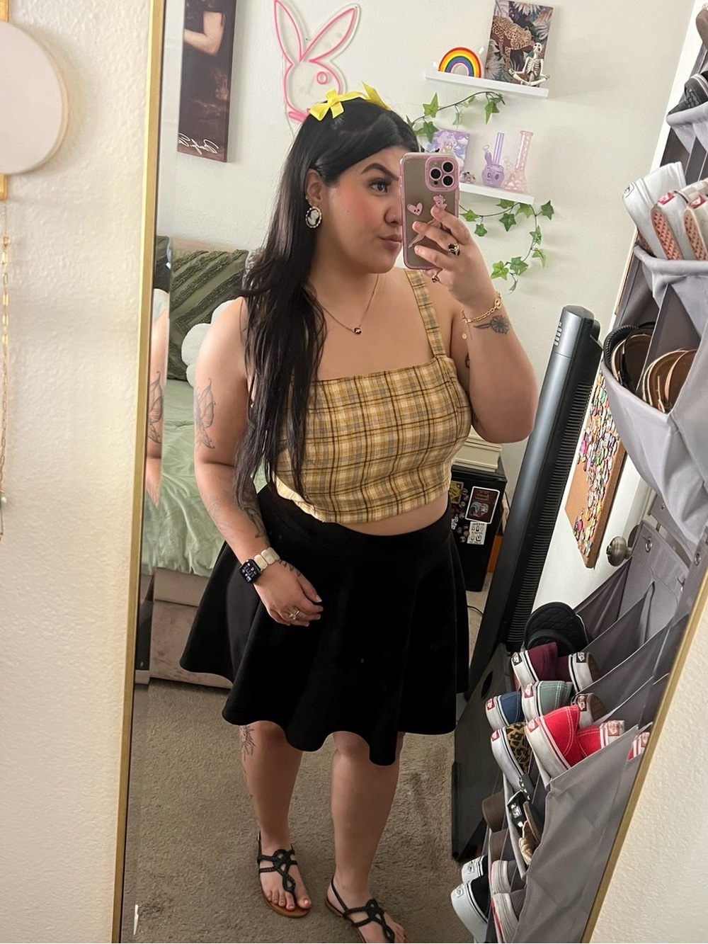 American Eagle Outfitters Yellow Plaid Cropped Tank - Picture 6 of 6